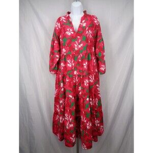 Michelle McDowell Floral Satin Tiered Dress Size Small